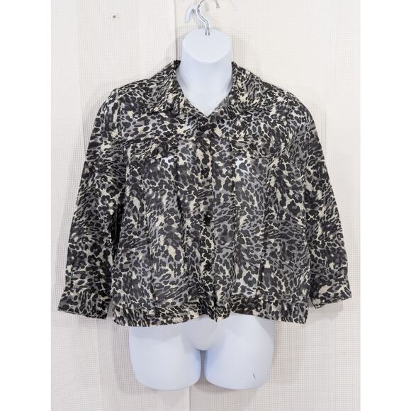 NWOT! NOTATIONS WOMAN! LINEN+! BLACK,TAN SHEER NET JEAN JACKET STYLE TOO! SZ 1X - Picture 3 of 10